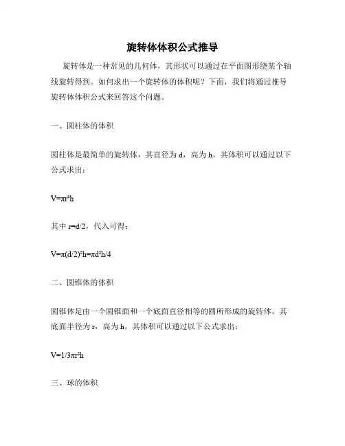 旋转体体积公式推导