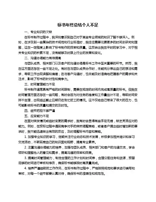 标书年终总结个人不足
