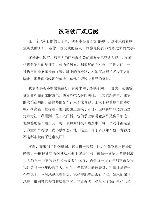 汉阳铁厂观后感