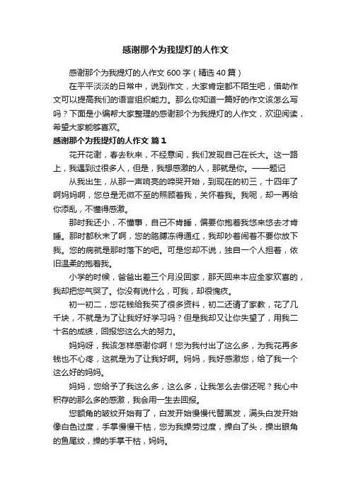 感谢那个为我提灯的人作文600字（精选40篇）