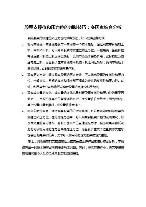 股票支撑位和压力位的判断技巧：多因素综合分析