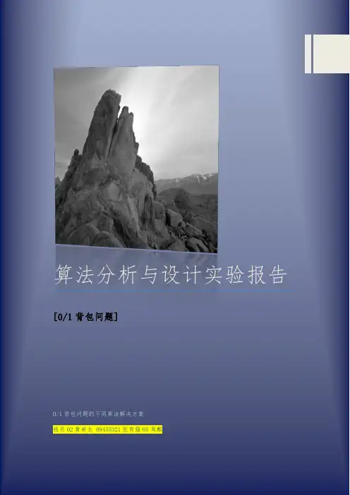 算法分析与设计实验报告之01背包问题