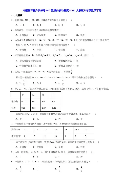 人教版八年级数学下册专题复习提升训练20