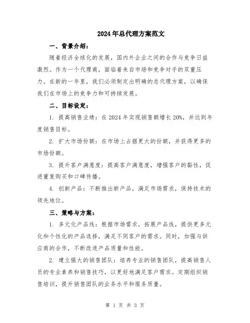 2024年总代理方案范文