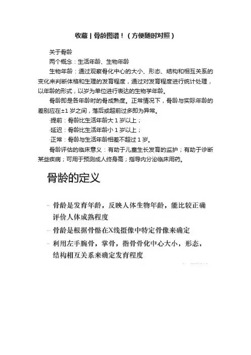 收藏丨骨龄图谱！（方便随时对照）