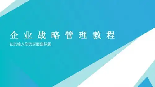 企 业 战 略 管 理 教 程;第二章 外部环境分析
