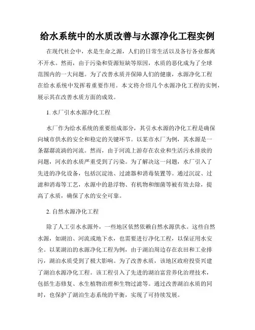 给水系统中的水质改善与水源净化工程实例
