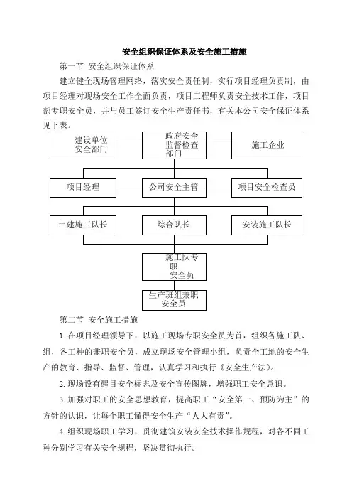 安全组织保证体系及安全施工措施