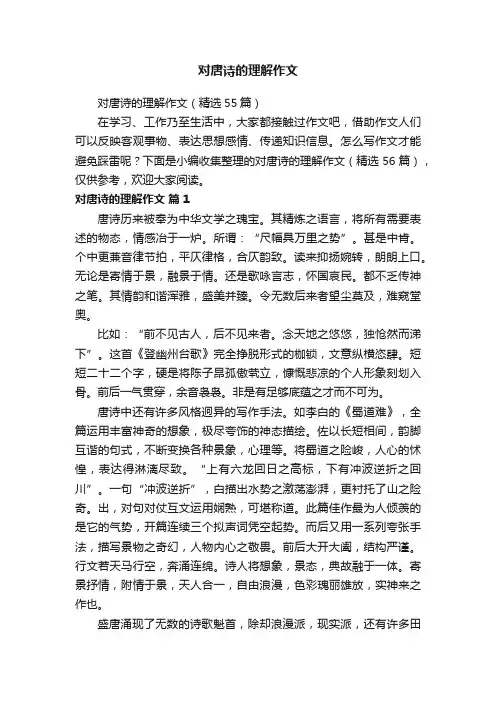 对唐诗的理解作文（精选55篇）