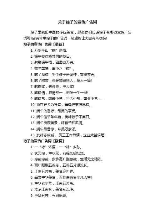 关于粽子的宣传广告词