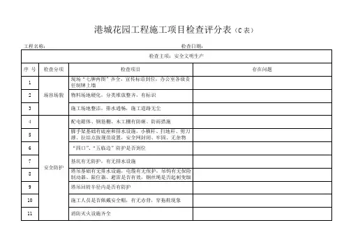 工程施工项目检查评分表B