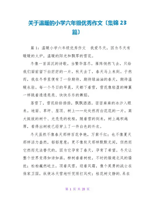 关于温暖的小学六年级优秀作文(集锦23篇)