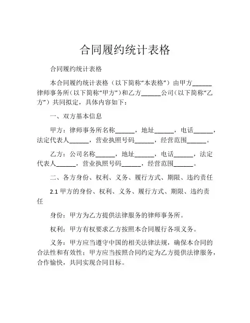 合同履约统计表格