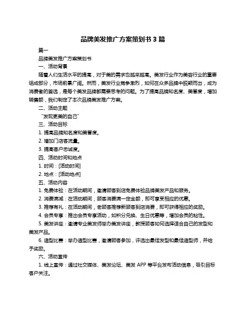 品牌美发推广方案策划书3篇