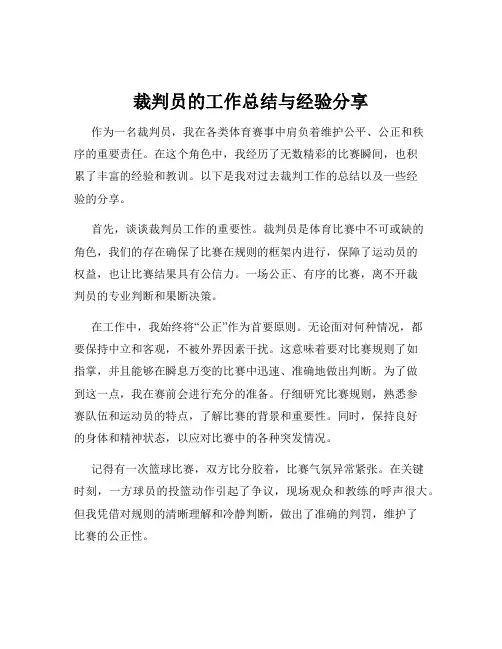 裁判员的工作总结与经验分享