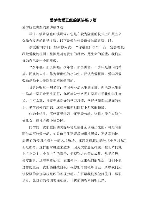 爱学校爱班级的演讲稿3篇.doc