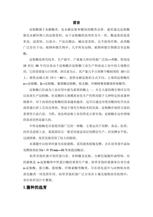 产吨中性淀粉酶发酵工艺设计方案