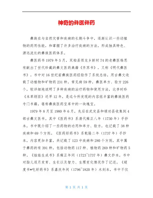 神奇的彝医彝药