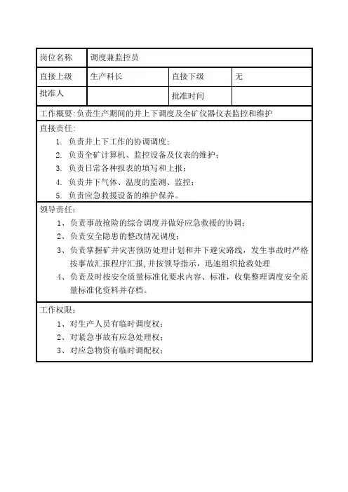 招聘人员岗位说明书(2)