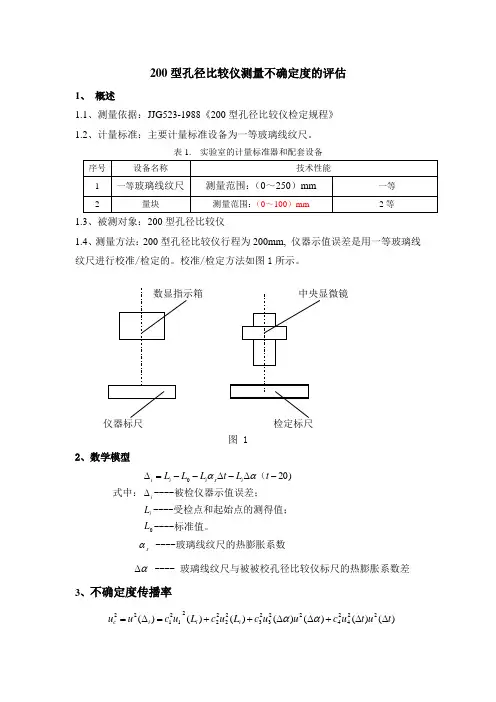 200孔径比较仪测量不确定度评估