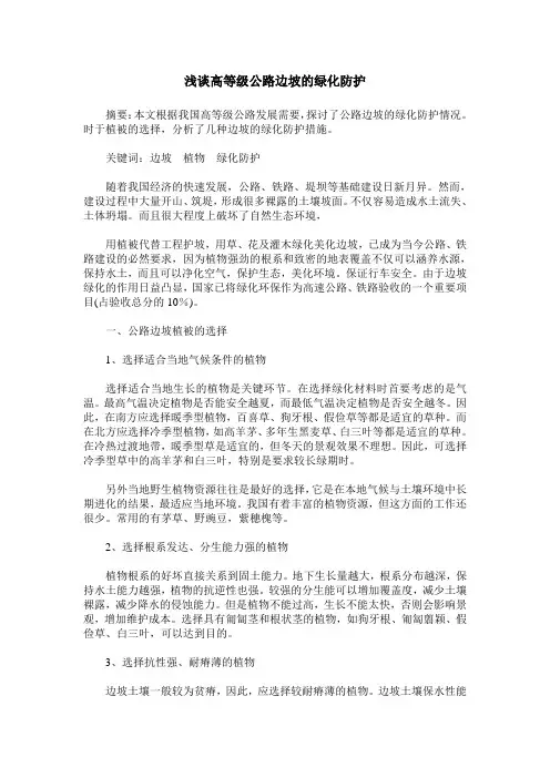 浅谈高等级公路边坡的绿化防护
