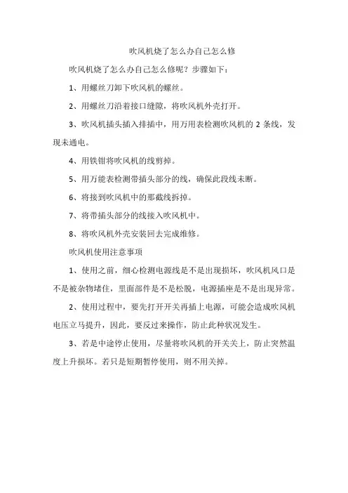 吹风机烧了怎么办自己怎么修