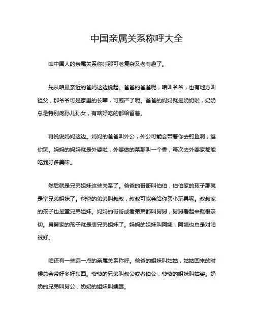 中国亲属关系称呼大全