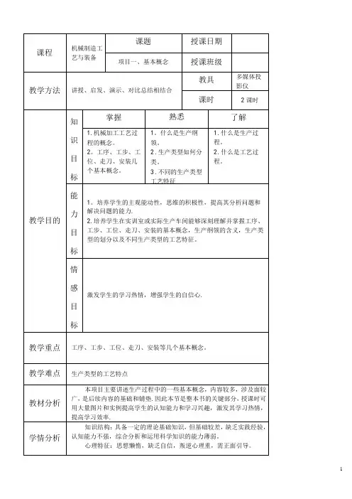 (完整word版)《机械制造工艺与装备》电子教案