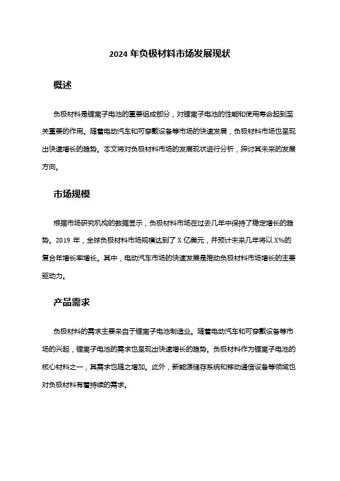 2024年负极材料市场发展现状