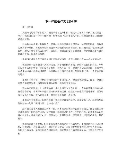 不一样的他作文1200字