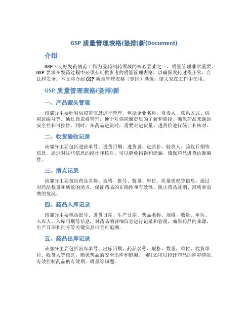 GSP质量管理表格(竖排)新(DOC)