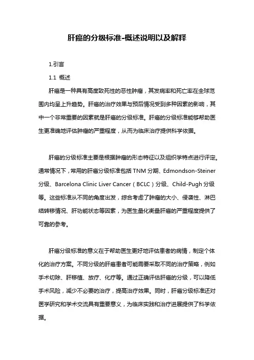 肝癌的分级标准-概述说明以及解释