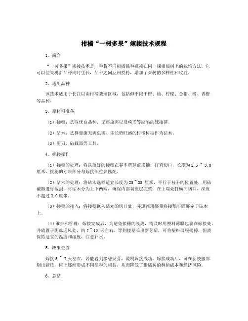 柑橘“一树多果”嫁接技术规程