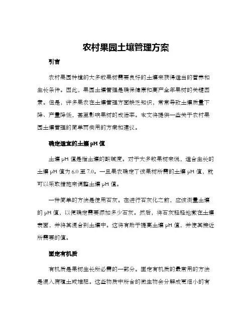 农村果园土壤管理方案