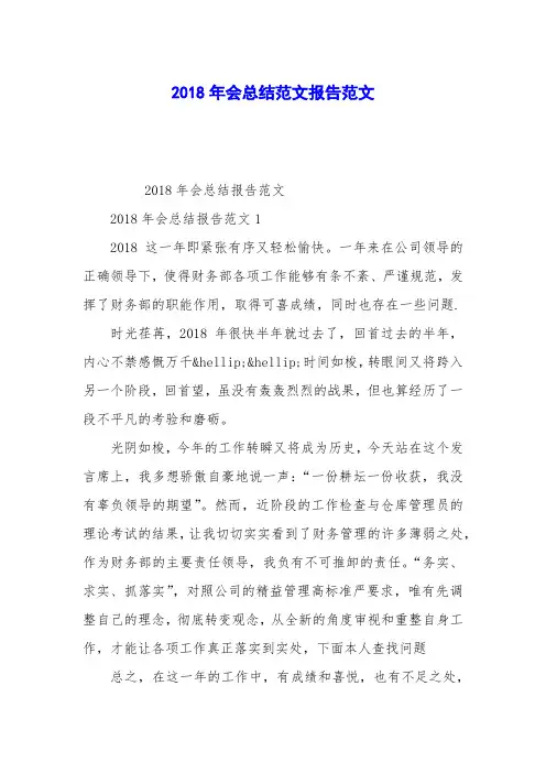 2018年会总结范文报告范文