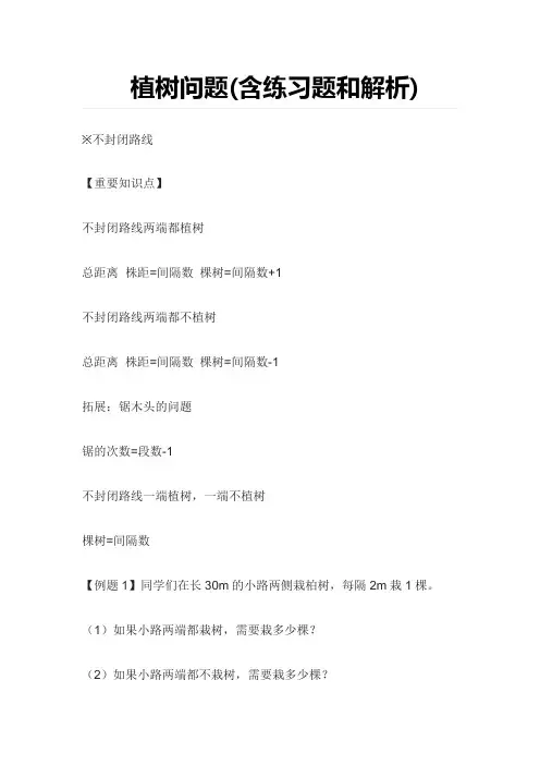 植树问题例题