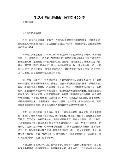 生活中的小插曲初中作文600字