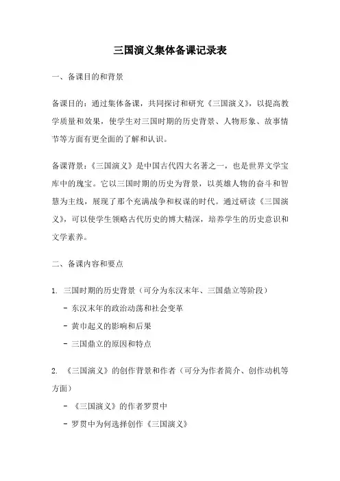 三国演义集体备课记录表