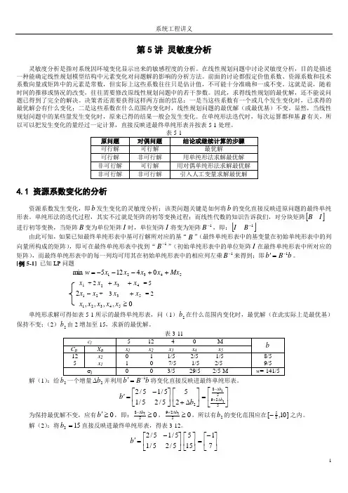 第5讲 灵敏度分析
