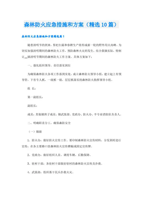 森林防火应急措施和方案(精选10篇)
