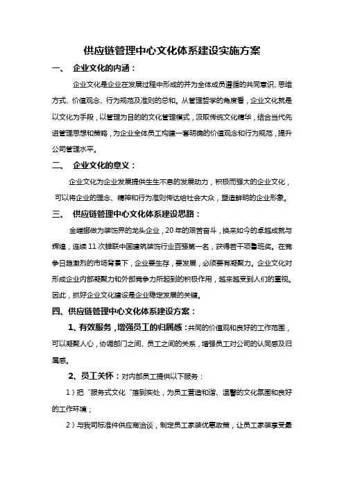 供应链管理中心文化体系建设实施方案