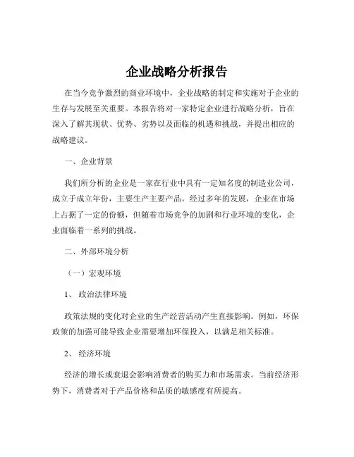 企业战略分析报告