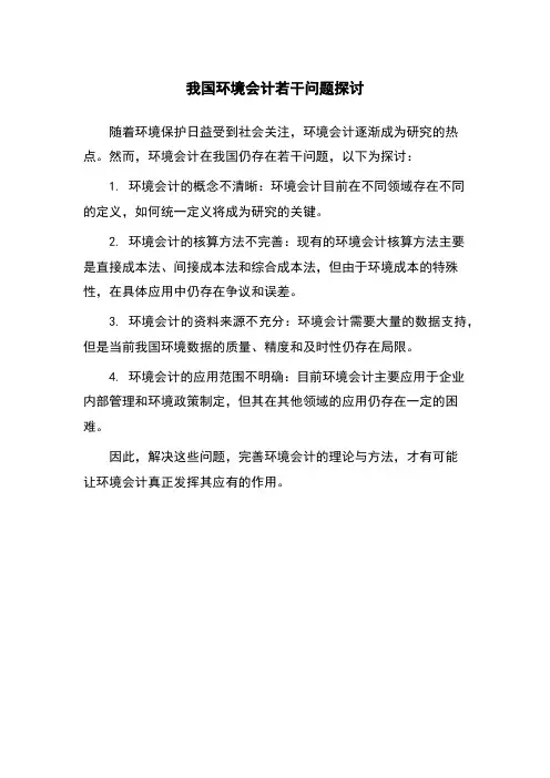 我国环境会计若干问题探讨