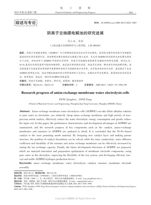 阴离子交换膜电解池的研究进展