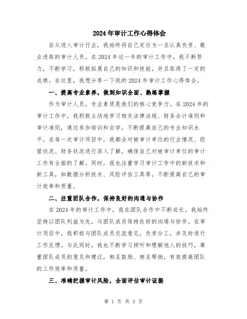 2024年审计工作心得体会