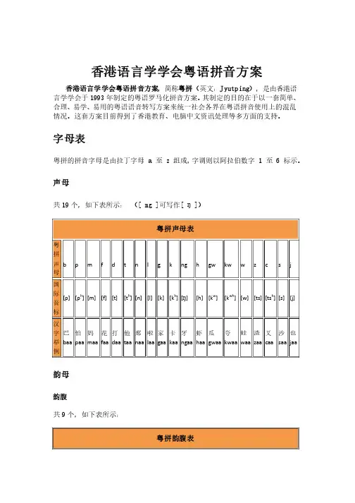 香港语言学学会粤语拼音方案