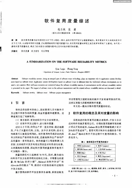 软件复用度量综述