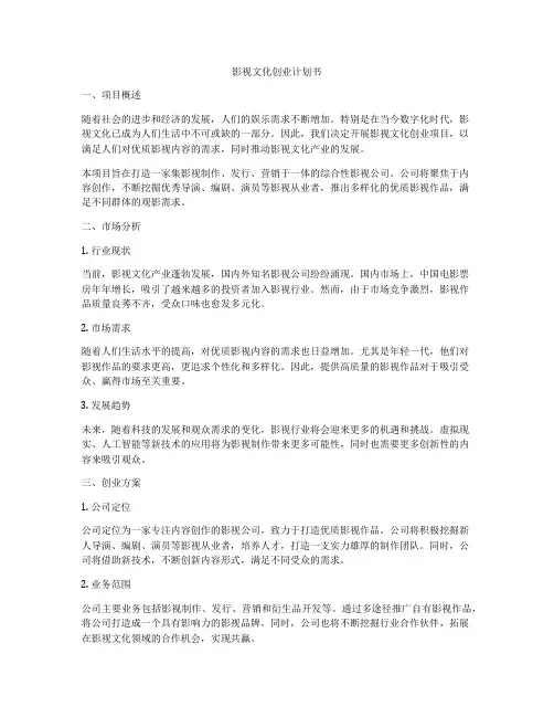影视文化创业计划书