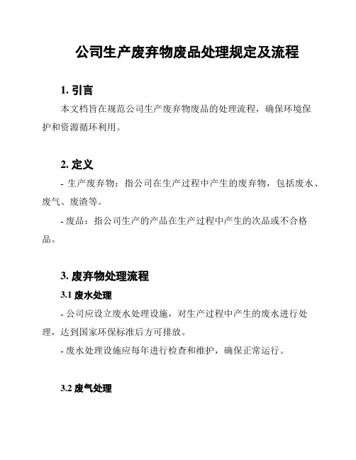 公司生产废弃物废品处理规定及流程