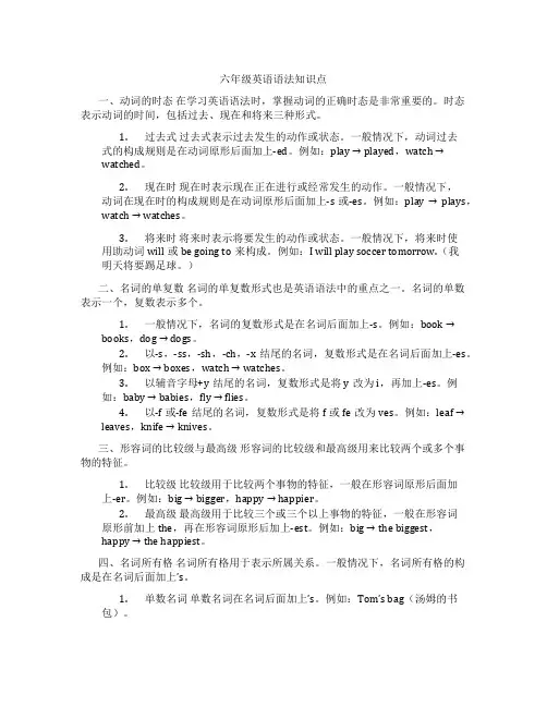 六年级英语语法知识点